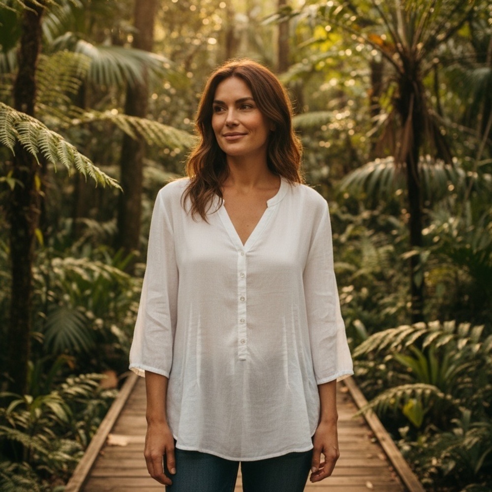 J. Jill White Button-Front Blouse